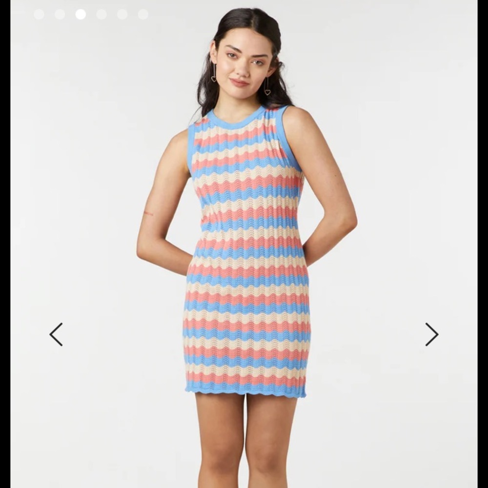 NWT Crochet Knit Mini Dress Dangerfield Princess Highway 18 Pink Blue White